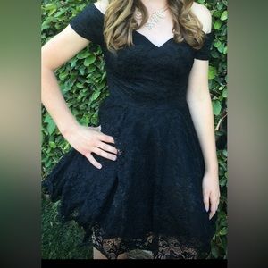 Black lacy mini dress